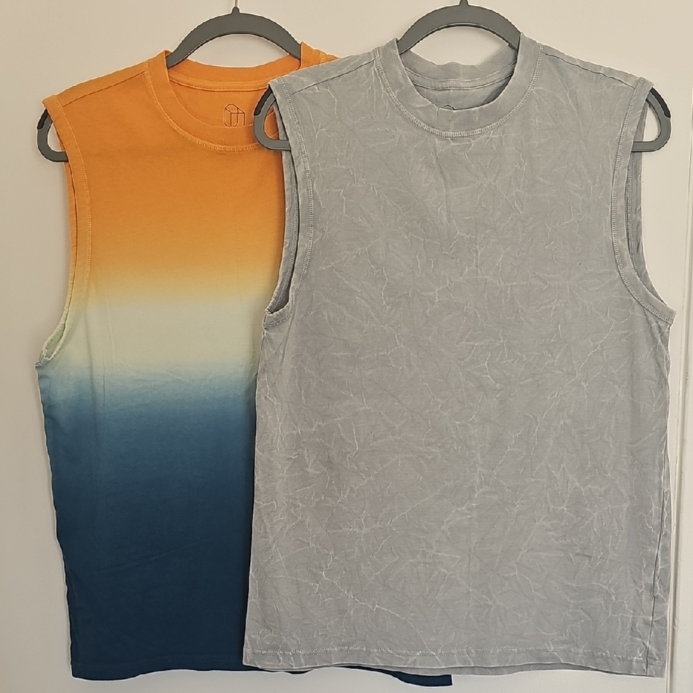 Gradient Sleeveless Tops - Orange and Blue, Gray